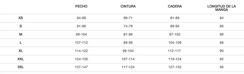 Guia tallas camisetas y sudaderas levis